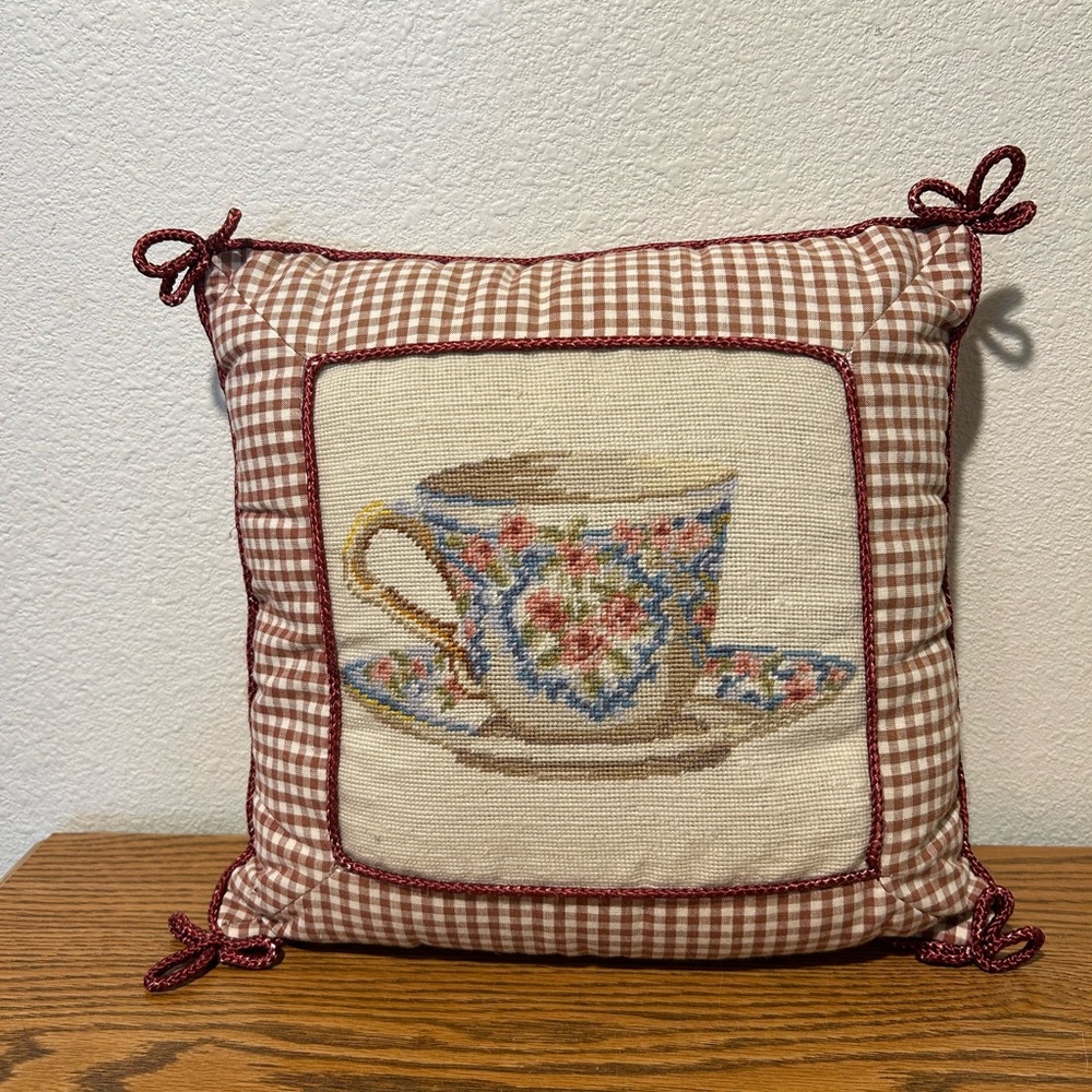 Cross-Stitch Rose Teacup Design